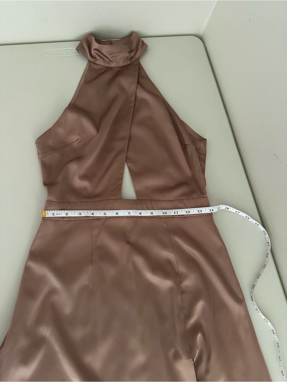 REVOLVE NBD Zendaya Gown Champagne Size Medium Satin Maxi Formal Wedding Guest - Picture 9 of 10